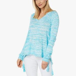 Lilly Pulitzer Jody V-Neck Long Sleeve V Neck Blue Sweater Large